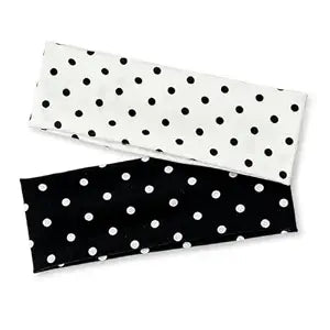 2Pcs Classic Black White Polka Dot Wide Headbands, Elastic Non-Slip Soft Polka Dot Headband, Fashion Women Hair Accessories for Yoga Workout Party Daily