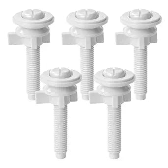 5 Pack Toilet Seat Screws Kit, Plastic Bolts Nuts & Washers