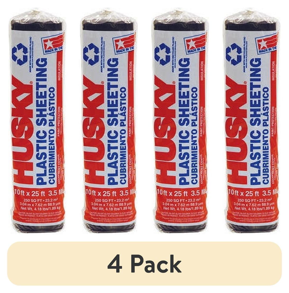 (4 pack) Husky 3.5 Mil 10 Ft. x 25 Ft. Lámina de Plástico Negra