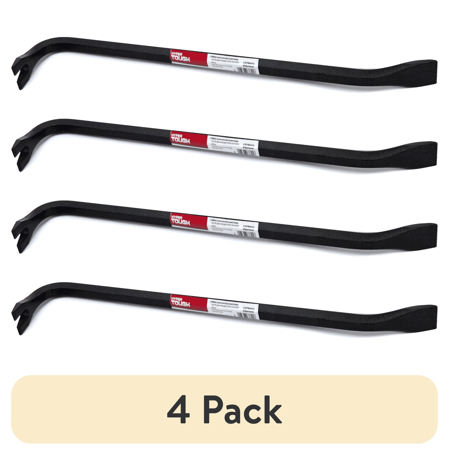 (4 pack) Hyper Tough 18†Wrecking Bar, Nail Puller and Crowbar Tool