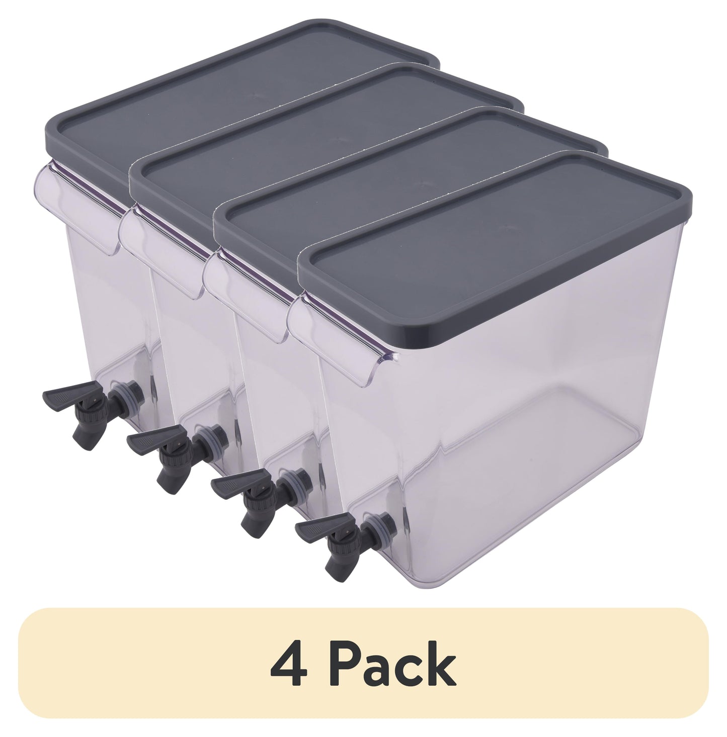 (Paquete de 4) Dispensador Delgado de Refrigerador de AcrÃlico de 2 Galones, Gris