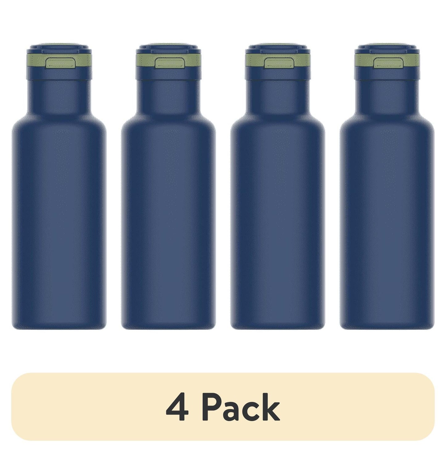 (4 pack) Your Zone 14 oz Stainless Steel Water Bottle with Chug Lid, Blue