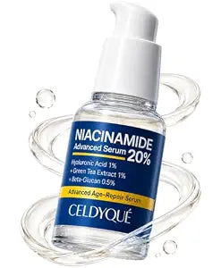 Niacinamide 20% + Hyaluronic Acid 1% Serum for Face w/Green Tea Extract - Pore Minimizer, Even Skin Tone, Fine Line Vitamin B3 Beta-Glucan Korean Skincare