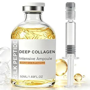 Deep Collagen Serum Silk Peptide Ampoule, Copper Peptides Serum for Face with Multi Peptides,Anti-Aging, Moisturizes Improves Elasticity (1.69Fl Oz)