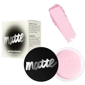 Matte Setting Powder, Translucent Long-lasting Waterproof Concealer Face Loose Powder Light Breathable Oil-controlling, Smooth Matte Finish for Daily Face Makeup (02# Pink, 0.21 oz)