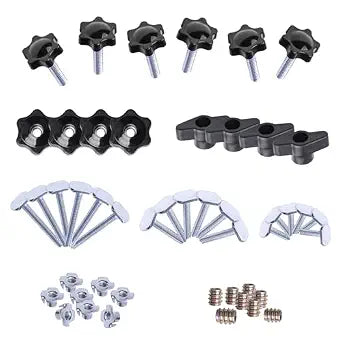 48 Pieces 1/4"-20 T Track Bolts and Knobs Kit, T-Track Accessory Tool Set Including T Bolts and Threaded Knobs for Woodworking Jigs and Fixtures