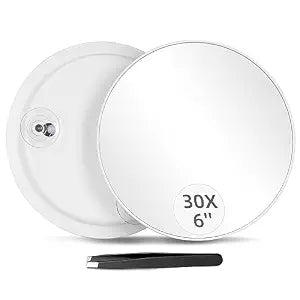 Round 30X Magnifying Mirror, 6inch Magnified Mirror with 3 Suction Cups
