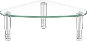 Hemudu Clear Glass Computer Monitor Riser / Triangle Desktop Universal Corner Stand for Computer Monitor & Laptop HD01T-003