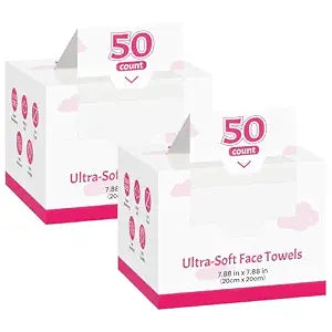 FIXSMITH Face Towels,Disposable Clean Towels for Face,100 Count Facial Cleansing Towelettes, Soft Makeup Remover Dry Wipes,Biodegradable Wash Cloths for Sensitive Skin