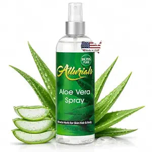 Allurials Aloe Vera Spray, 99.75% Pure & Organic, Made in USA, After Sun, Cold Processed Aloe Mist for Face, Skin, & Hair, Hydrating & Soothing Daily Moisturizer, 12 Oz