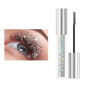 Glitter Mascara, Washable Mascara, Long Lasting, Diamond Shinny Colored, Sparkling, Voluminous Lengthening Mascara(Silvery)