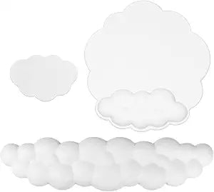 JIKIOU Ergonomic Cloud Mouse Pad & Keyboard Wrist Rest & Cup Pad, White