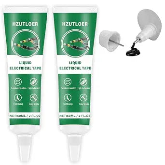 4 OZ (120Ml) Liquid Electrical Tape, 2PCS 60 ML Insulating Electrical Tape Adhesive, Self-Tip, Waterproof, Fast Drying, High Temperature Resistant (Black)