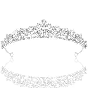 CIEHER Wedding Tiara Crowns for Women Rhinestone Princess Crown Bridal Headpiece for Flower Girl, Bride Hair Accessories for Birthday Prom Quinceanera - Silver