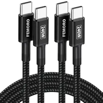 FEMORO 240W USB-C Charge Cable, Super Fast Charger Type C Cable, 3ft 2 Pack