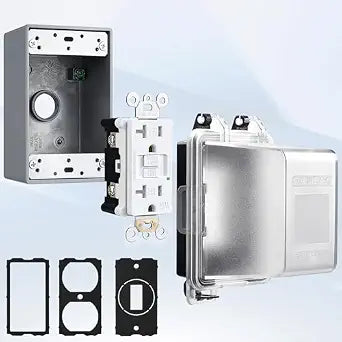 SURAIELEC 1-Gang GFCI Outlet Kit with Extra-Deep Cover and Junction Box