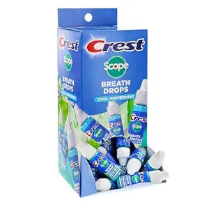 Crest Scope Breath Drops - Long Lasting PEPPERMINT - Crest Clean meets Scope Freshness - Gravity Feed Display - 50 Count, 3.2mL Drops