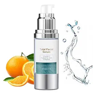 Total Serum, Super Vitamin C And Hyaluronic Acid Serums for Face, with Peptides, Vitamin C Anti-aging Face Pump Serum for Women, Hydrating and Moisturize, 1Fl oz