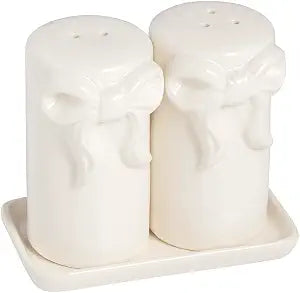 Mud Pie Ceramic Bow Salt And Pepper Shaker Set