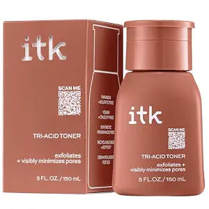ITK Tri-Acid Facial Toner with AHA, BHA, PHA + Niacinamide - Exfoliate Face + Minimize Pores - Salicylic + Lactic Acid - Brighten Dark Spots + Glow, 5 Fl Oz