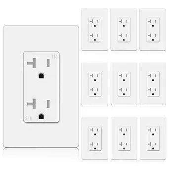 BESTTEN 10 Pack 20 Amp Receptacle Outlet with Tamper Resistant, UL Listed