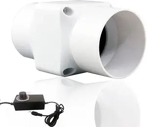 2 inch 50mm Inline Duct Ventilation Fan Dog House, Pet Indoor Vent Blower Air Vent Check Valve for Greenhouse Bathroom Tent Room Basement Attic Kitchen, White