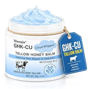 GHK-Cu Peptide Beef Tallow Balm for Face & Body, 2 Oz