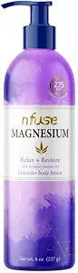 nfuse Magnesium Lotion - 225 mg USP Magnesium Chloride, Lavender Essential Oils, Fast Absorbing, Calming, Stress Relief & Muscle Relaxation - Natural Body Lotion, 8 oz