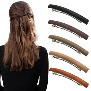 Slim French Hair Barrettes for Women No Slip Half Up Small Hair Barrette Clips Elegant Styling for Thin, Short or Fine Hair, 5 Pack