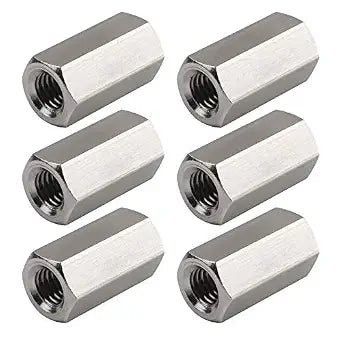 M8 X 1.25-Pitch 24mm Metric Hex Coupling Nut, Pack of 6
