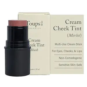 Toups & Co Cream Cheek Tint ��� Merlot | Multi-Use Cream Blush for Cheeks, Lips & Eyes | Blendable Long-Lasting Color | Natural Radiant Finish | Non-Comedogeni