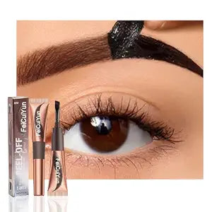 FeiCuiYun Eyebrow Tattoo Peel Off Tint Gel for Women, Warm-Dark Brown Peel Off Eyebrow Tint with 150������Small Curved Tray, Last Up to 5 Days, Waterproof, Fuller & Defined Looking Brow