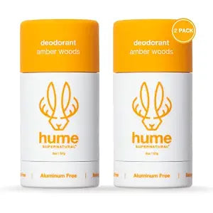 Hume Supernatural Aluminum Free Deodorant, Amber Woods, Unisex, 2-Pack