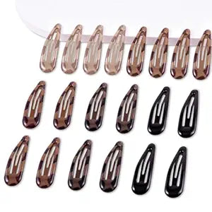 20 PCS Metal Snap Hair Clips Water Drop No Slip Barrettes for Women Bright Small Hair Clips For Thick And Thin Fine Hair,Black Tortoiseshell,1.97 x 0.5 In.