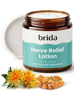 Brida Nerve Relief Lotion – Cooling and Soothing Nerve Cream with Frankincense, Arnica & MSM, Fast Absorbing, Non-Greasy, Feet Hands Legs, Magnesium Cream for Neuropathy, 4oz