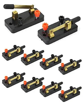 QWORK Educational Single Pole Cutter Switch, 10 Pack Single Throw Electrical Switch for Making and Breaking a Single Electrical Connection Circuit Physics Laboratory Equipment