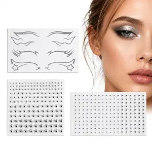 3 Pack Cyberpunk Face Stickers with Fake Piercing Decals Temporary Makeup Accessories for Rave Techno EDM Festival Party(Y3K Style)