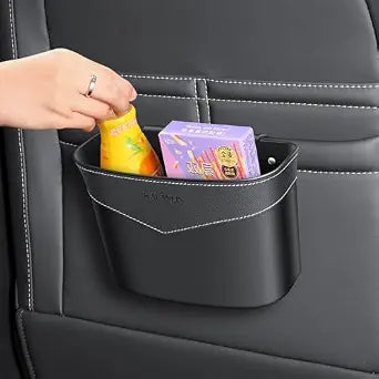 Car Trash Can Mini Trash Bin Garbage Organizer with Plastic Trash Bag Automotive Small Garbage Bin for Home Office Auto Vehicle Car Door Front Back Seat Storage Accessories (clip on trash can)