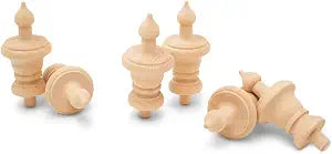 Woodpeckers Unfinished Wood Finials Decorative, 3-1/2 inch, for Bed Post, Curtain Rod, Flagpole Topper, and Crafts, Pack of 2