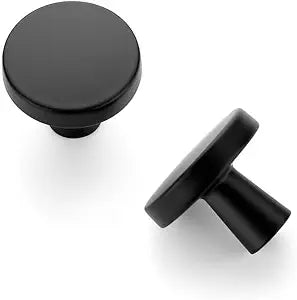 JOY DECOR Matte Black Solid Kitchen Cabinet Knobs 1-1/4 Inch 5 Pack