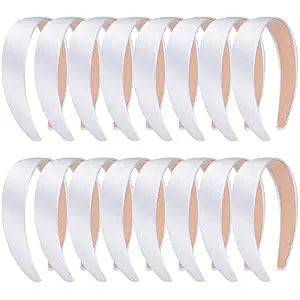 SIQUK 16 Pcs Satin Headbands White Headband 1 Inch Satin Hard Headbands