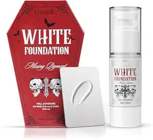 White Liquid Foundation, Waterproof Full Coverage Foundation Mixer, White Base with Makeup Mixing Palette for Goths SFX & Daily Makeup.