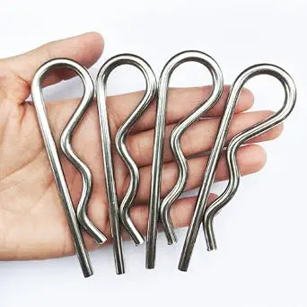 4Pcs Heavy Duty Hitch Pins Clip R Clips, Spring Retaining Wire Hair Pins ,Stainless Steel Cotter Pin Strong Spring Tension Large for Trailer Tractors Mower Carts Truck Pin Clip M5x100mm
