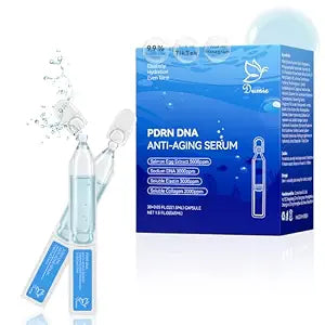 Salmon DNA PDRN Anti-Aging Serum, 5000ppm Salmon Egg DNA Ampoule, 2000ppm Collagen, Glutathione, Niacinamide & 6 Hyaluronic Acids, Korean Skincare for Wrinkles & Radiance,0.05 fl.oz x 30e