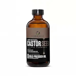 CARAWAY Cold Pressed Pure Castor Oil – Indian Handmade | Therapeutic Grade | Edible | For Liver Detox, Hair Growth, Eyelashes, Skin, Constipation & Joint Pain | Glass Bottle – 236ml