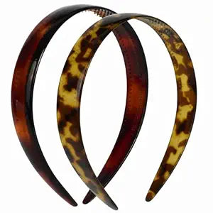 Parcelona French 0.75" Tortoise Shell, Savana Hairbands Double Inner Teeth