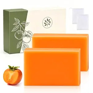 2Pcs Deodorizing Persimmon Soap for Old People Smell, Moisturizing Mature Skin, Renewing & Purifying Body Wash, Persimmon Soap for Body Odor with Natural Persimmon Extract for Men & Women