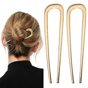2 Pcs Metal French Hair Pins, French Twist Hair Pin for Buns, U Shaped French Pins for Women Girls, Hair Sticks, Hair Fork