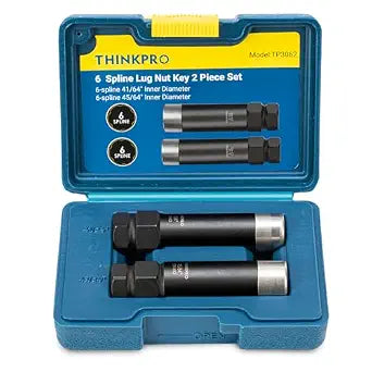 6 Spline Lug Nut Socket Set, 2 Piece, 41/64"&45/64", M12x1.25 Key