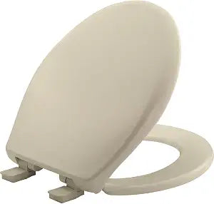 Mayfair Aurora Slow Close Toilet Seat, Easy Clean Hinges and Adjustable Perfect Fit Plastic Seat, Made in USA, Round, Bone